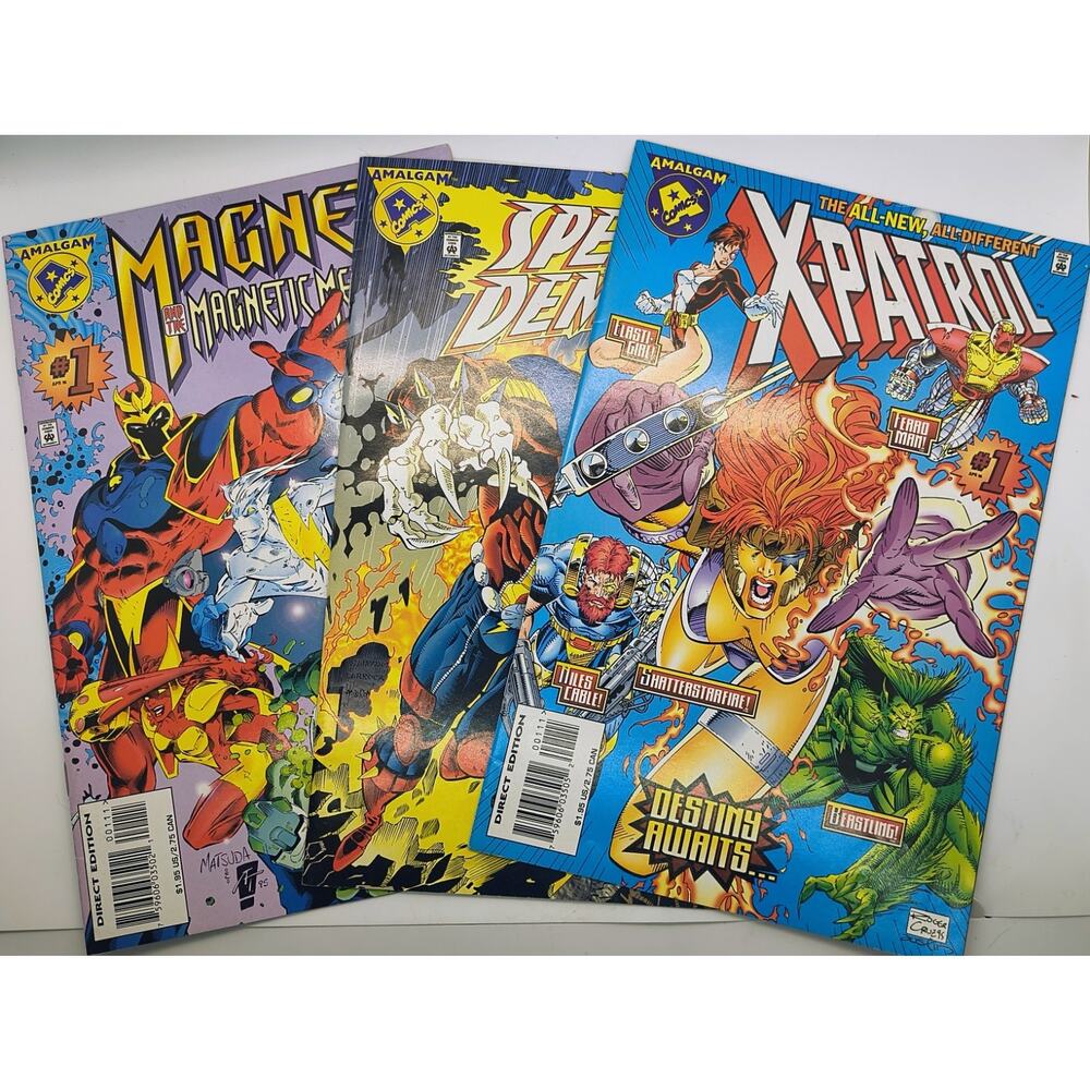 Amalgam Comics #1s - Magneto & the Magnetic Men, Speed Demon, & X-Patrol